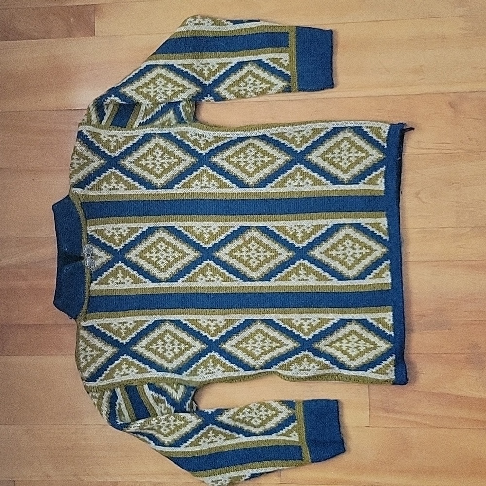 Vintage Janus Of Norway Men's Wool Blend Geometric Print Crew